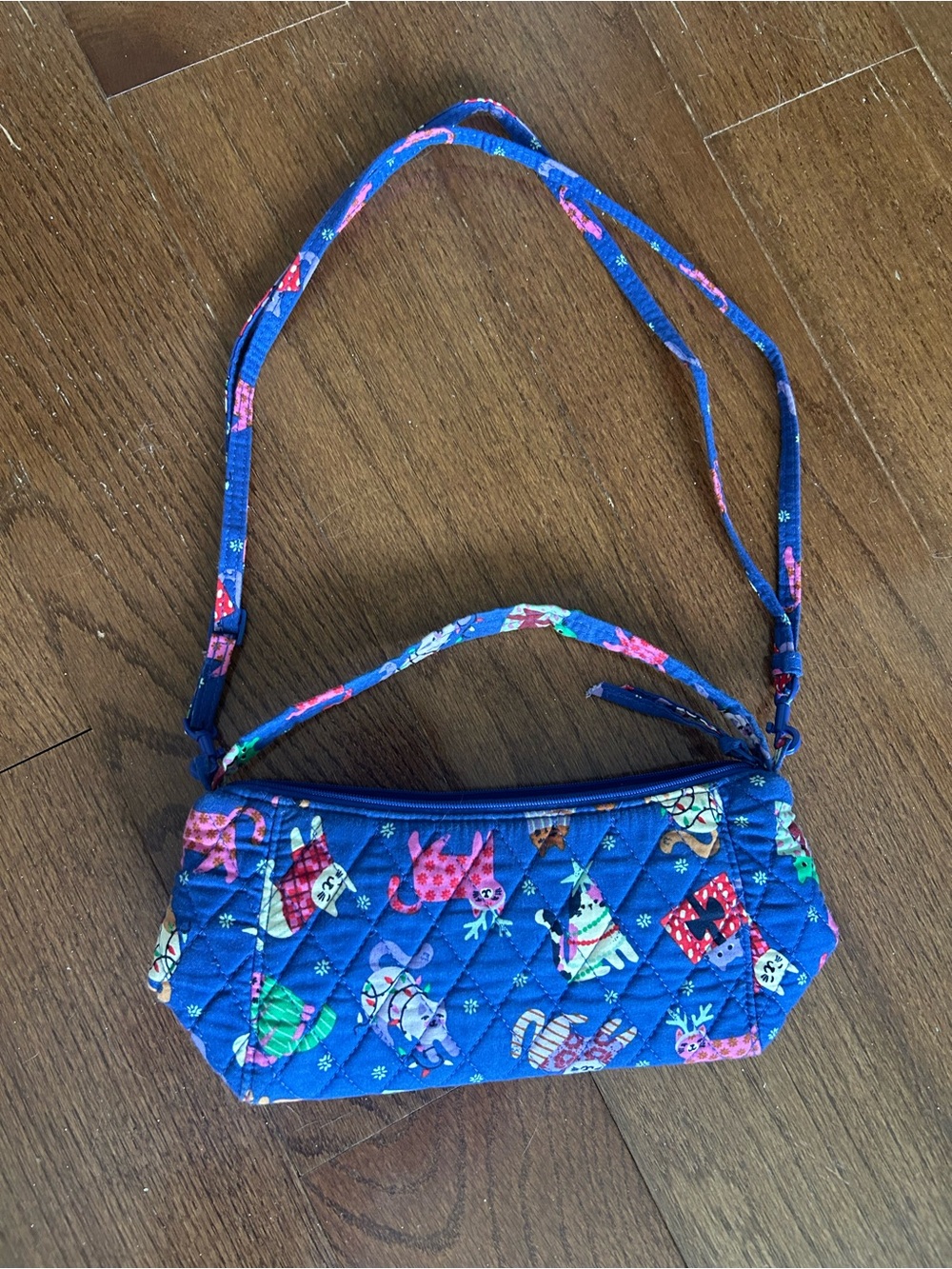 Vera Bradley Quilted Blue Cat-Print Crossbody Bag
